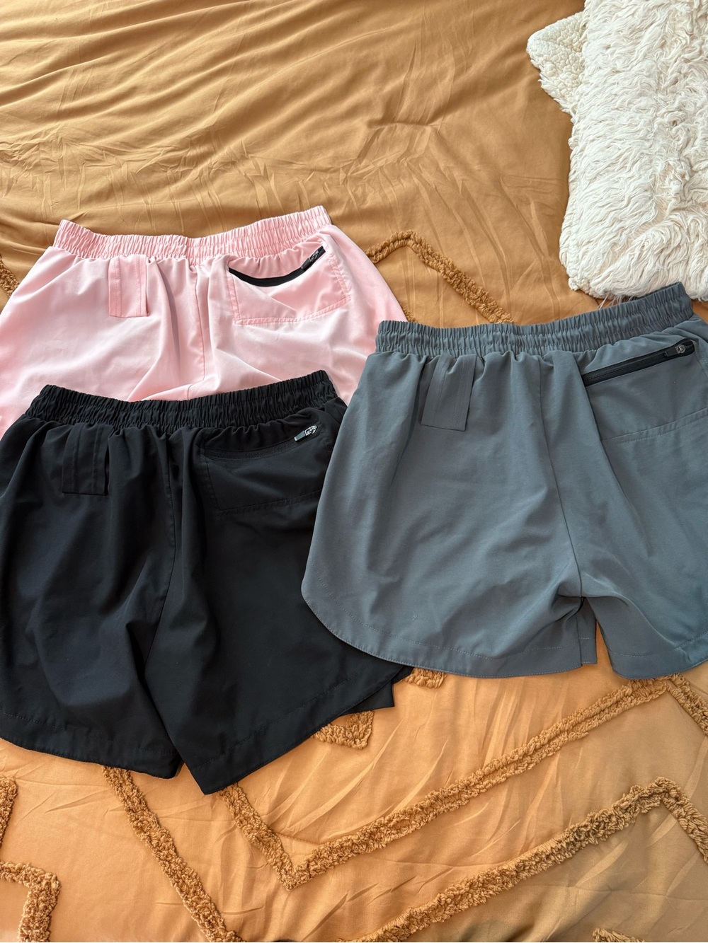 Apex Men's Athletic Shorts Trio - Pink, Black, Gray